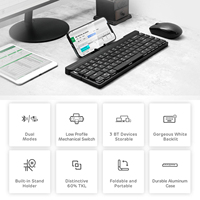 Royal Kludge RK925 Keyboard Nirkabel PC Barebone Berkabel Profil Rendah Mini Lipat 60% Keyboard Mekanik Lipat Nirkabel