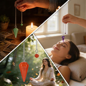 Péndulo <span class=keywords><strong>de</strong></span> Cuarzo Amatista Natural para Meditación y Sanación con Cristales, Ideal para Decoración y Regalos DIY - Product Image 2