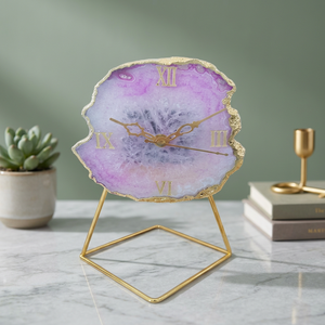 Posavasos Hecho a Mano con Piedra de Ágata y Reloj de Pared Decorativo de Cristal Curativo, Decoración de Mesa en Oferta - Product Image 1