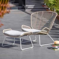 Chaise de loisirs en rotin d'extérieur avec repose-pieds, ensemble de chaises à dossier tressé pour patio, balcon, jardin, villa, B&B