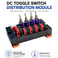 Module de distribution d'alimentation 24V DC avec interrupteurs à bascule indépendants et protection par fusible, connecteur de rail DIN, boîtier de distribution
