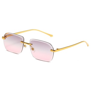 Gafas de Sol de Lujo para Hombre 2025, con Corte de Diamante, Lentes Degradadas Doradas con Protección UV400, Montura Metálica Cuadrada sin Marco, a la Moda - Product Image 6