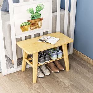 Banc à chaussures en bois massif avec rangement, design gain de place pour entrée ou chambre - Product Image 2