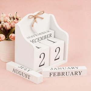 Calendario perpetuo para decoración de escritorio, calendario de madera para oficina y hogar, color blanco cremoso, <span class=keywords><strong>2021</strong></span> - Product Image 5