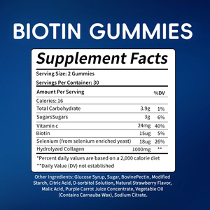 Gomitas de Vitaminas para el Crecimiento del Cabello, Magnesio, Colágeno Natural, para un Cabello Más Grueso y Abundante, Piel y Uñas, Tabletas de Biotina, Gomitas de Biotina - Product Image 2
