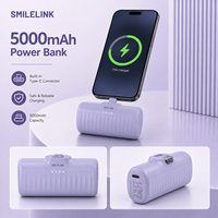 Batterie externe mini 5000 mAh avec prise Type-C intégrée, charge rapide 20W, affichage LED, pour téléphone