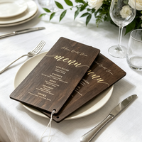 Cartes de menu de mariage et numéros de table personnalisés découpés au laser pour mariage