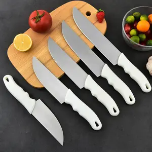 Good Affordable Stainless Steel No Rust White Kitchen Knife Set Chopper Vegetable Fruit Bone Meat Cleaver Butcher Paring Knife