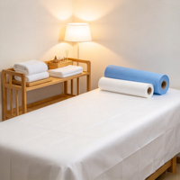 Draps de lit jetables blancs en tissu non tissé SMS, certifiés CE, doux et respectueux de la peau, pour salons de beauté et usage domestique