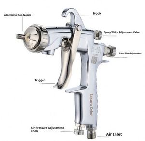 <span class=keywords><strong>Pistolet</strong></span> à peinture Iwatas Wider1 original, en alliage d'aluminium, alimentation par pression, 200 cc/minute, atomisation élevée, <span class=keywords><strong>pistolet</strong></span> de finition pour meubles et bois - Product Image 3