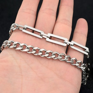 New Titanium Steel Spliced <b>Chain</b> Collarbone Necklace <b>Silver</b> Plated Popular Simple Design Unisex's Necklaces Fashion Jewelry - Product Image 1