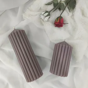 Candittle Handmade Scented Ribbed Soy Wax Pillar Candle Set Wholesale Home Fragrance Aromatherapy Decorative Aroma Candles