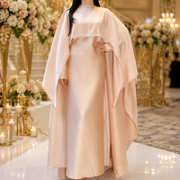 Abaya de Luxe en Satin de Dubaï avec Bordure de Perles pour Femmes Musulmanes – 4 Couleurs Disponibles – Robe de Soirée pour Mariage, Aïd, Ramadan – Prise en Charge ODM