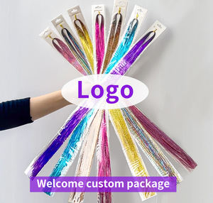 Accesorios de arcoíris de 120cm, 18 colores, brillo dorado, Pelo trenzado, Kit de oropel de seda de ganchillo para extensión de cabello - Product Image 4