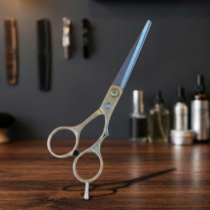 Ensemble de ciseaux de barbier en acier inoxydable de 6 pouces avec manche en céramique, lame droite, ciseaux à effiler, kit de coiffure - Product Image 1