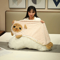 Niedliches Liegendes Seeotter-Plüschkissen Weiches Lockiges Flauschiges Langes Stofftier-Kissen für Schlafzimmer Sofa Dekoration