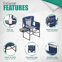 Chaise de directeur de camping surdimensionnée Lot de 2 chaises de pelouse pliantes portables pour adultes robustes avec table d'appoint Chaises de camp pliables
