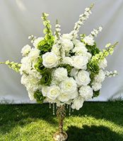 Centre de table en fleurs artificielles blanches et vertes pour mariage, fête, décoration de la maison