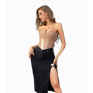 Corset court style <span class=keywords><strong>bustier</strong></span> sans bretelles, haut court <span class=keywords><strong>bustier</strong></span>, cœur, <span class=keywords><strong>kaki</strong></span>, corselet - Product Image 1