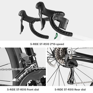 ROCKBROS 20 سرعة 700C دراجة الطريق الرجال النساء خفيفة الوزن ركوب الدراجات الكبار النفط الفرامل المقود الدراجة - Product Image 2