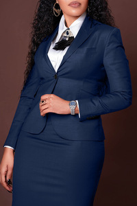 Trajes de mujer de alta calidad Ropa de oficina Traje de manga larga y conjunto de falda delgada con abertura Trajes de negocios de dos piezas para mujer - Product Image 3