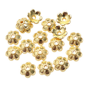 18K Gold Flower Bead Holder Spacer For <b>Bracelet</b> Making Jewelry Findings <b>Metal</b> Electroplated Circular Pattern - Product Image 4