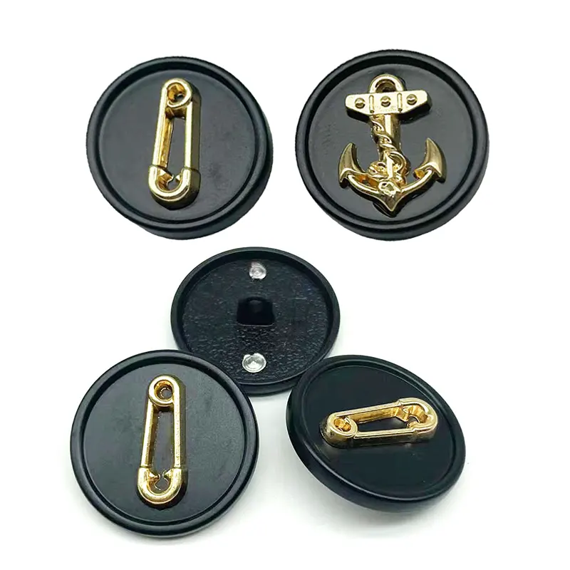 Metal 18MM 23MM gold black hand Sewing boat anchor shank Buttons For clothing diy
