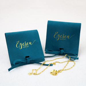 Luxury Mini Custom Logo <b>Printed</b> Velvet Gift Jewelry Bag Suede Envelope Earring Jewelry <b>Packaging</b> Pouch with Flap - Product Image 3