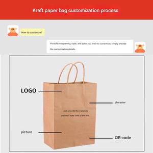 Emballage alimentaire à emporter personnalisé biodégradable et recyclable, sac en papier kraft blanc, impression numérique, poignée en corde de coton, supermarché - Product Image 3
