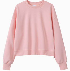 Sudadera de cuello redondo de algodón puro de manga corta para mujer, estilo europeo y americano, 350 gramos, diseño simple, adelgazante, para otoño. - Product Image 4