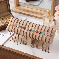Bracelet artisanal en pierres semi-précieuses naturelles, double face, coupe rose, avec cordon ciré, idéal pour un cadeau - Vente flash