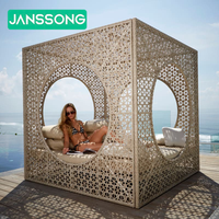 Hôtel extérieur creux chaise longue cadre en aluminium fait à la main rotin cabane de plage étanche à séchage rapide canapé-lit extérieur