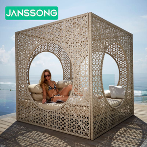 Hôtel extérieur creux chaise longue cadre en aluminium fait à la main rotin <span class=keywords><strong>cabane</strong></span> de plage étanche à séchage rapide canapé-<span class=keywords><strong>lit</strong></span> extérieur - Product Image 3