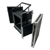Boîtier de transport antichoc pour mixeur DJ 12U+4U OEM/ODM de haute qualité avec 3 portes, 4 roulettes, support de levage et indice de protection IP67
