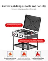 Kompor Gas Portable 5 Tungku Harga Pabrik, Efisiensi Tinggi, Dilengkapi Tutup, Cocok untuk Camping Outdoor