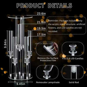 Centrotavola <span class=keywords><strong>in</strong></span> Acrilico con 5 Bracci da 60cm, Decorazioni per Feste, Candelabri <span class=keywords><strong>in</strong></span> Cristallo, Centrotavola per Matrimoni ed Eventi - Product Image 2