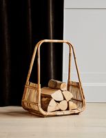 Panier de rangement en rotin naturel, panier à bois de chauffage en osier bohème, support pour cheminée intérieure, porte-bûches, porte-objets décoratif
