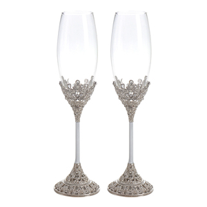 Ensemble de 2 verres à whisky hauts en argent plaqué diamant luxueux, fête de mariage, écologique, réutilisable, boîte cadeau personnalisée de <span class=keywords><strong>marque</strong></span> - Product Image 3