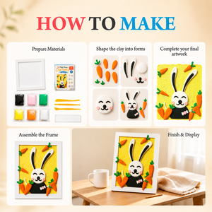 Kit de pintura en arcilla 3D al por mayor para marcos de fotos, temática de conejo y zanahoria, arte en relieve, no tóxico, decoración del hogar DIY, regalo para niños, OEM - Product Image 4