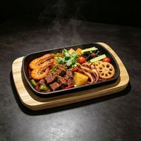 Plaque de cuisson rectangulaire commerciale en fonte à surface striée, type Teppanyaki, pour restaurant, steak, barbecue, service et ustensiles de cuisine