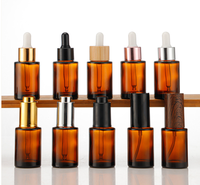 Botol Tetes Kaca Bening Amber Matt 50ml 100ml dengan Tutup Bambu, Logo Kustom Grosir