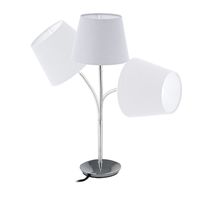 Lampe de bureau moderne et simple à col de cygne réglable, abat-jour en tissu blanc, base chromée