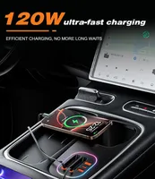 Station d'accueil pour voiture Vtear, double câble rétractable 45W, charge rapide, accessoires de décoration intérieure pour NIO EL6 / EC6 2023-2024