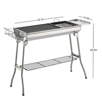 Ensemble Complet Barbecue à Charbon Pliant Extérieur Portable en Acier Inoxydable Sans Fumée pour Camping Pique-nique