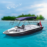Perahu Hiburan Olahraga Santai Berbahan Bakar Bensin 4.98M /16.3 Ft 8 Orang Mesin Tempel Aluminium Perahu Pancing dengan Kabin Dijual