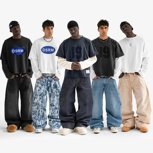 جينز رجالي فاخر من DiZNEW لعام 2025، بتصميم أمريكي عتيق، واسع الساق، ضيق، بغسيل متوسط، مقاسات كبيرة، بيع بالجملة - Product Image 2