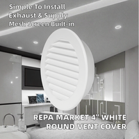 Grille de ventilation ronde en plastique blanc avec maille, facile à installer, pour tuyaux d'échappement et systèmes de ventilation CVC