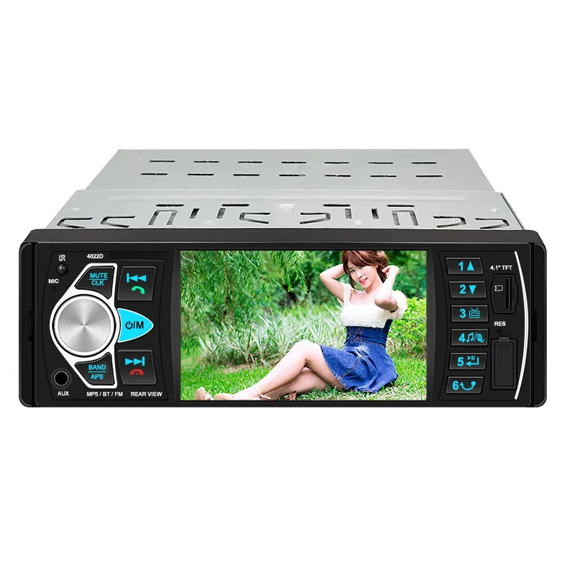 Pemutar Video mobil satu Din Universal, Stereo Audio pemutar MP3 MP5 4.1 inci dengan USB BT FM