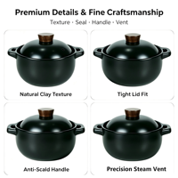 Cocotte en céramique noire, design oriental, passe au lave-vaisselle, légère, plusieurs capacités, résistante à la chaleur, finition émail traditionnel