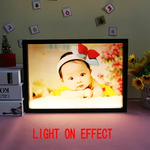 Luz led de marco de fotos personalizada para miembros de la familia, luz cálida pequeña de noche